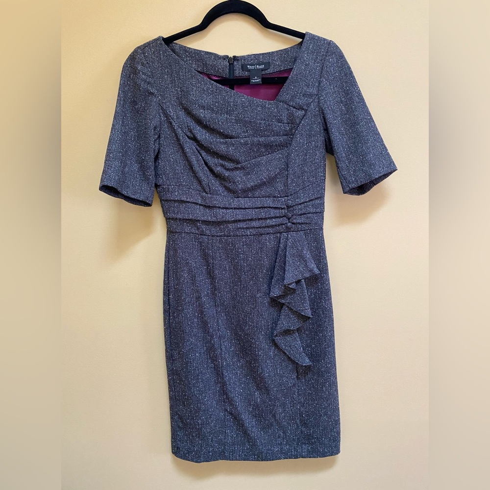 White House Black Market Gray Short Sleeve Dress, Size 2